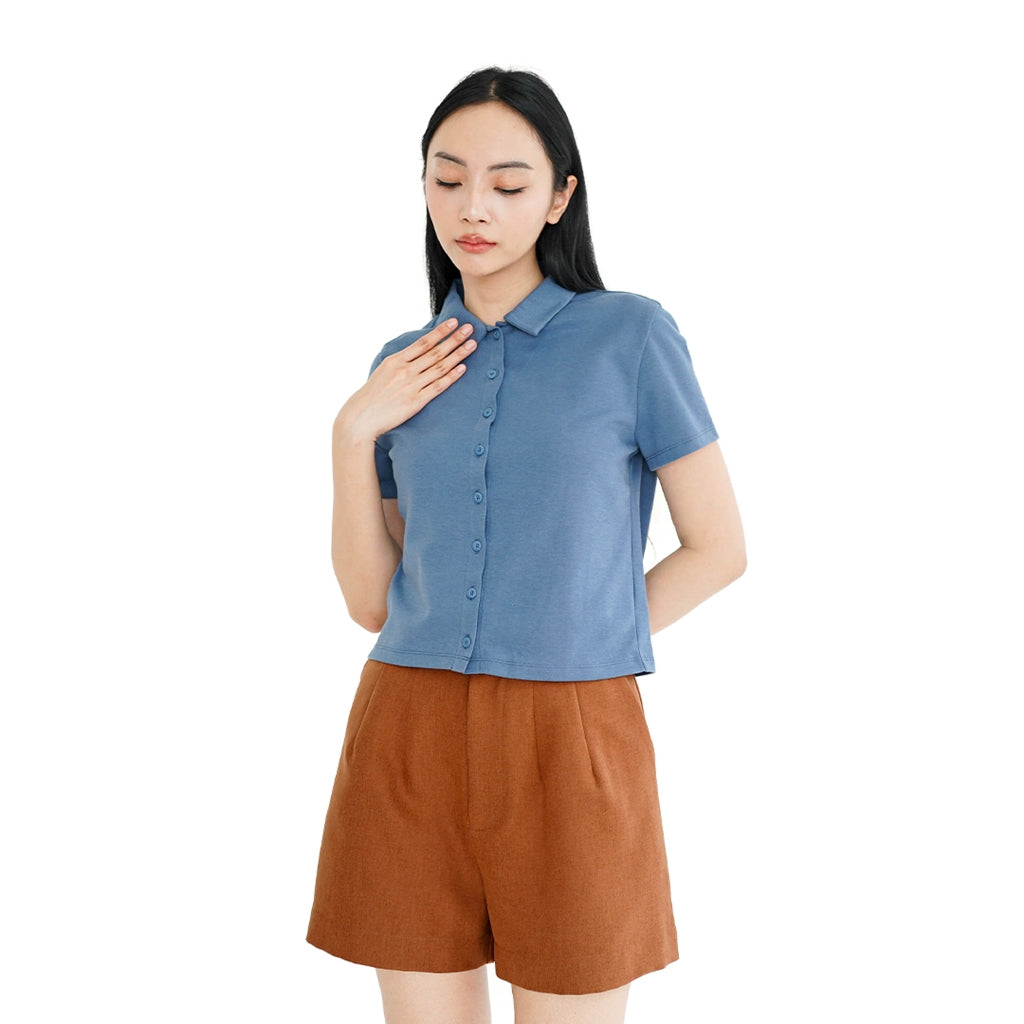 Arven Collared Button Top
