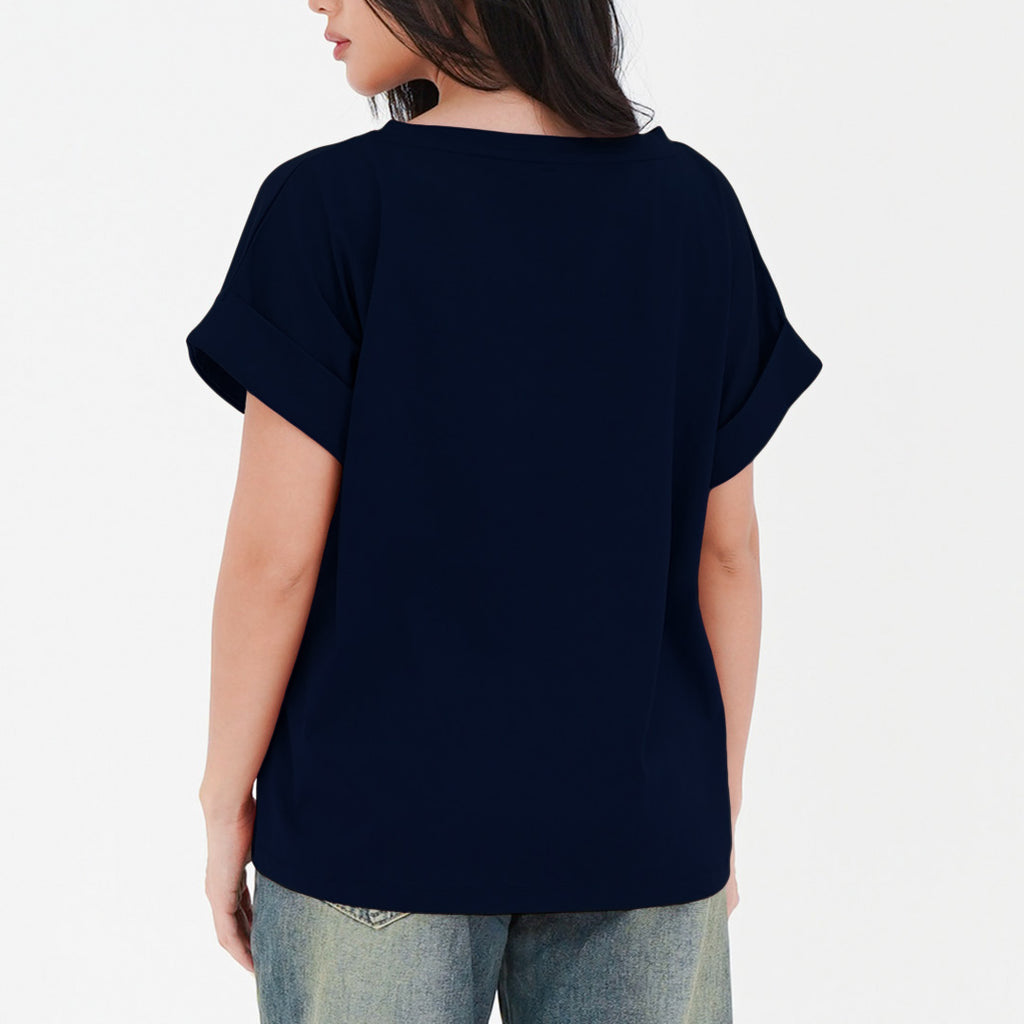 ZIANDGLO Elyn Rolled-up Sleeve T-shirt | Kaos Lengan Pendek Wanita - Cotton Combed