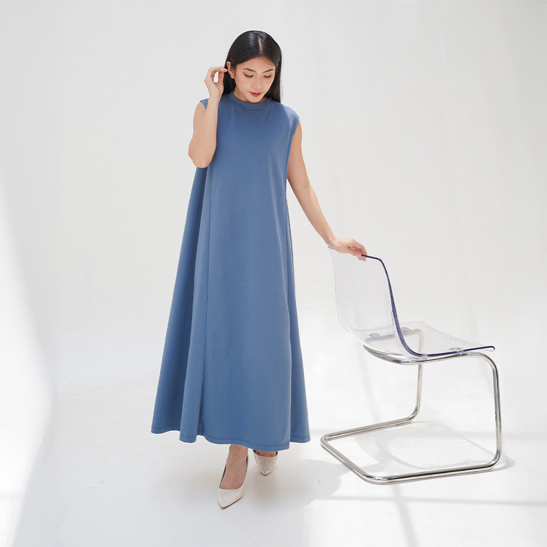 ZIANDGLO Valencia Maxi Dress With High Neck | Dress Tanpa Lengan Wanita - Danbowl