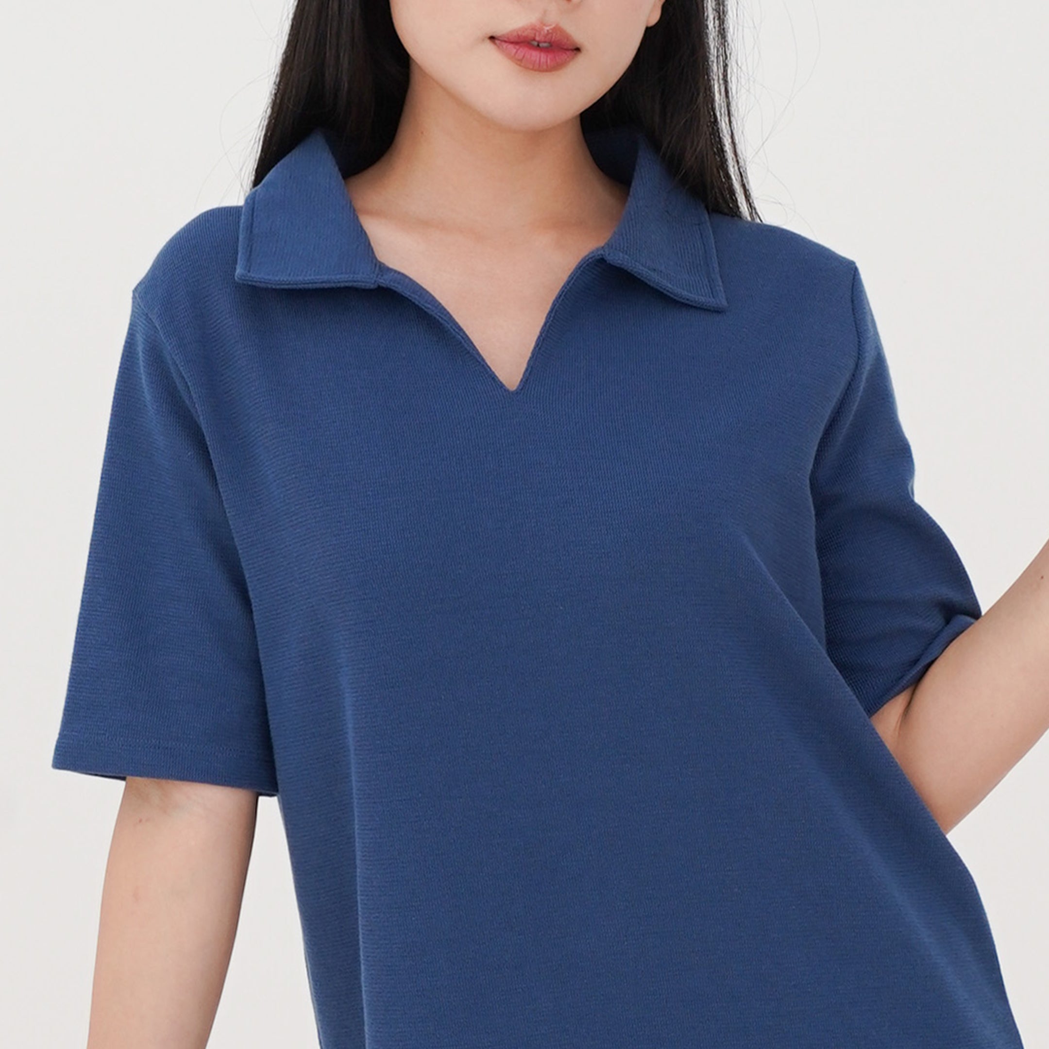 ZIANDGLO Raely Collar Dress | Dress Midi Berkerah Wanita - Cross Stitch