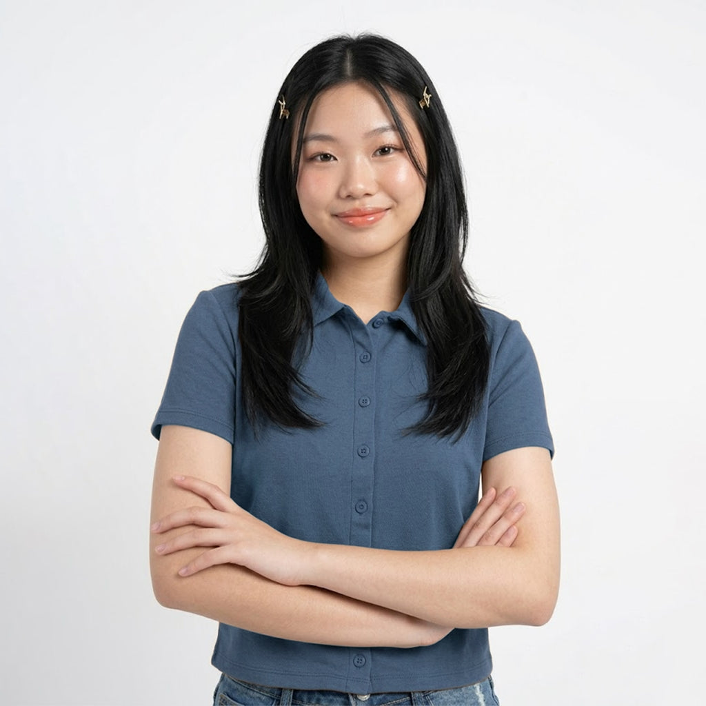 ZIANDGLO Arven Collared Button Top | Atasan Berkerah Wanita - Danbowl