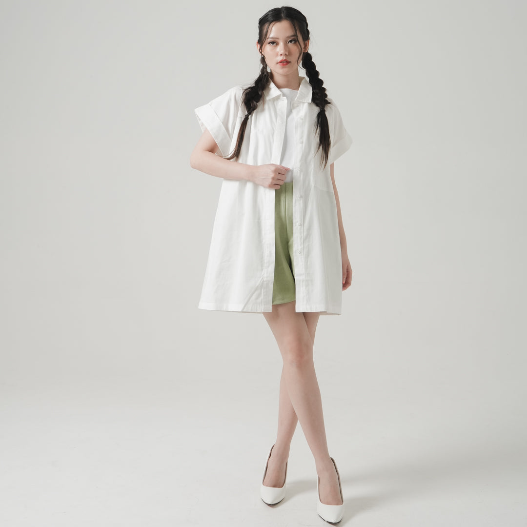 ZIANDGLO Joelle Shirt | Kemeja Tunik Lengan Pendek Wanita - Cotton Poplin