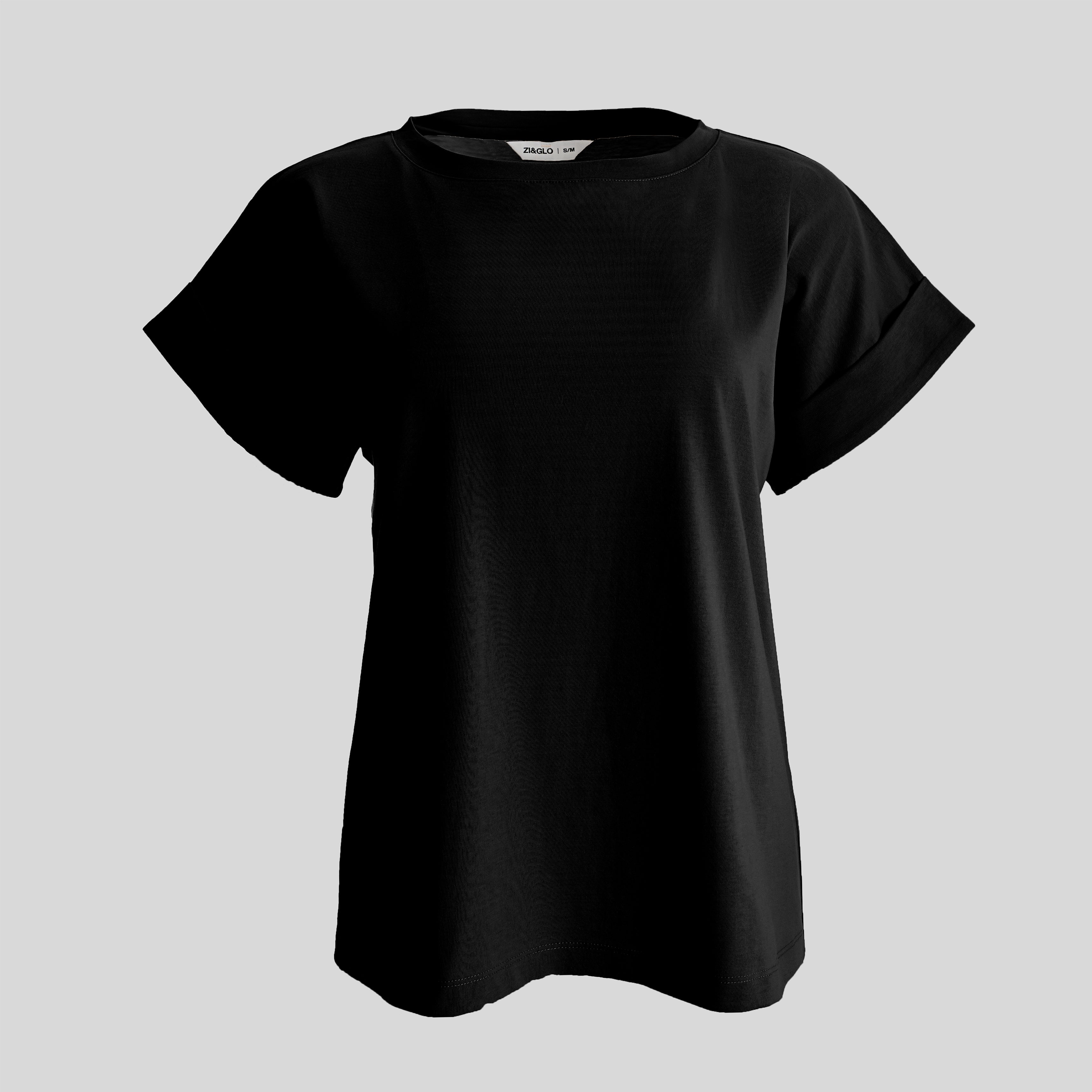 ZIANDGLO Elyn Rolled-up Sleeve T-shirt | Kaos Lengan Pendek Wanita - Cotton Combed