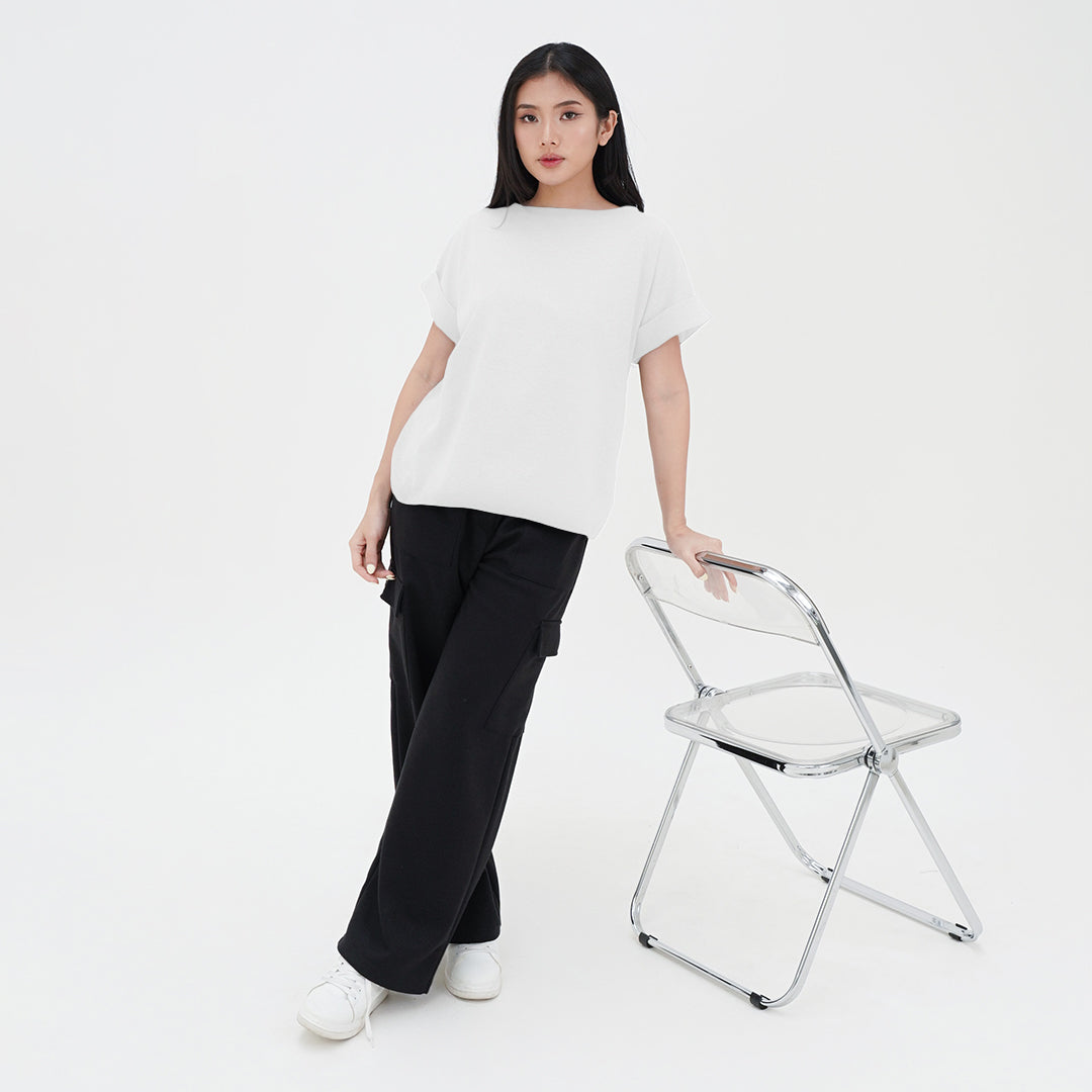 ZIANDGLO Elyn Rolled-up Sleeve T-shirt | Kaos Lengan Pendek Wanita - Cotton Combed