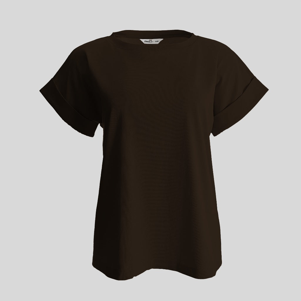 ZIANDGLO Elyn Rolled-up Sleeve T-shirt | Kaos Lengan Pendek Wanita - Cotton Combed