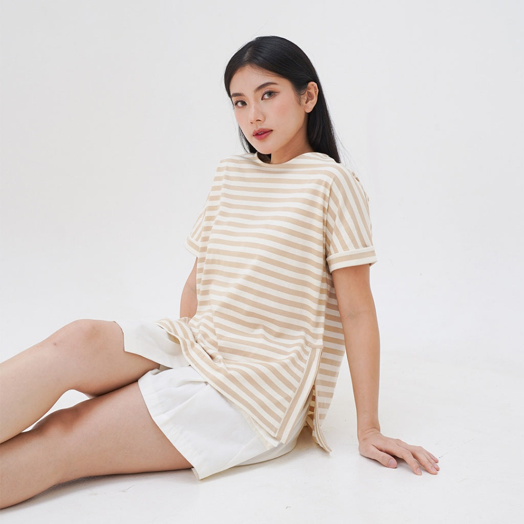 ZIANDGLO Lola Stripe T-Shirt | Kaos Garis Wanita - Cotton Stripe