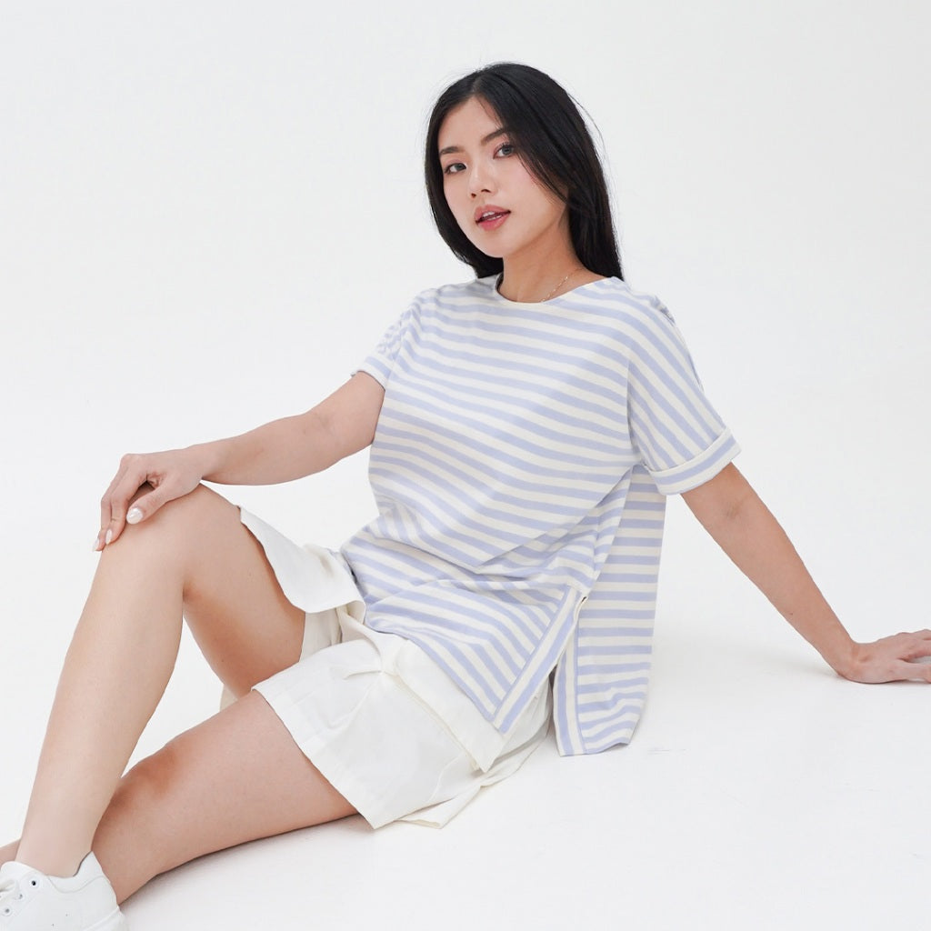 ZIANDGLO Lola Stripe T-Shirt | Kaos Garis Wanita - Cotton Stripe