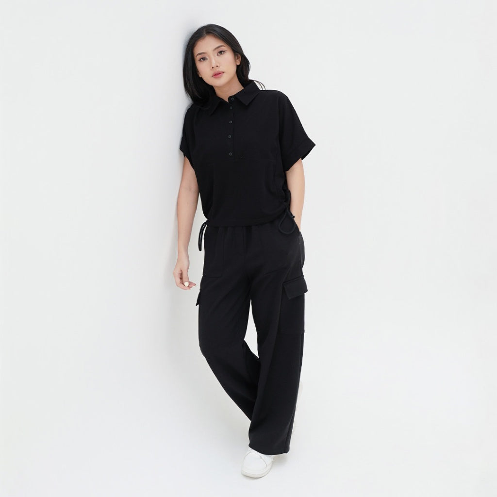 ZIANDGLO Mavis Drawstring Top | Atasan Berkerah dengan detail Tali Wanita - Danbowl