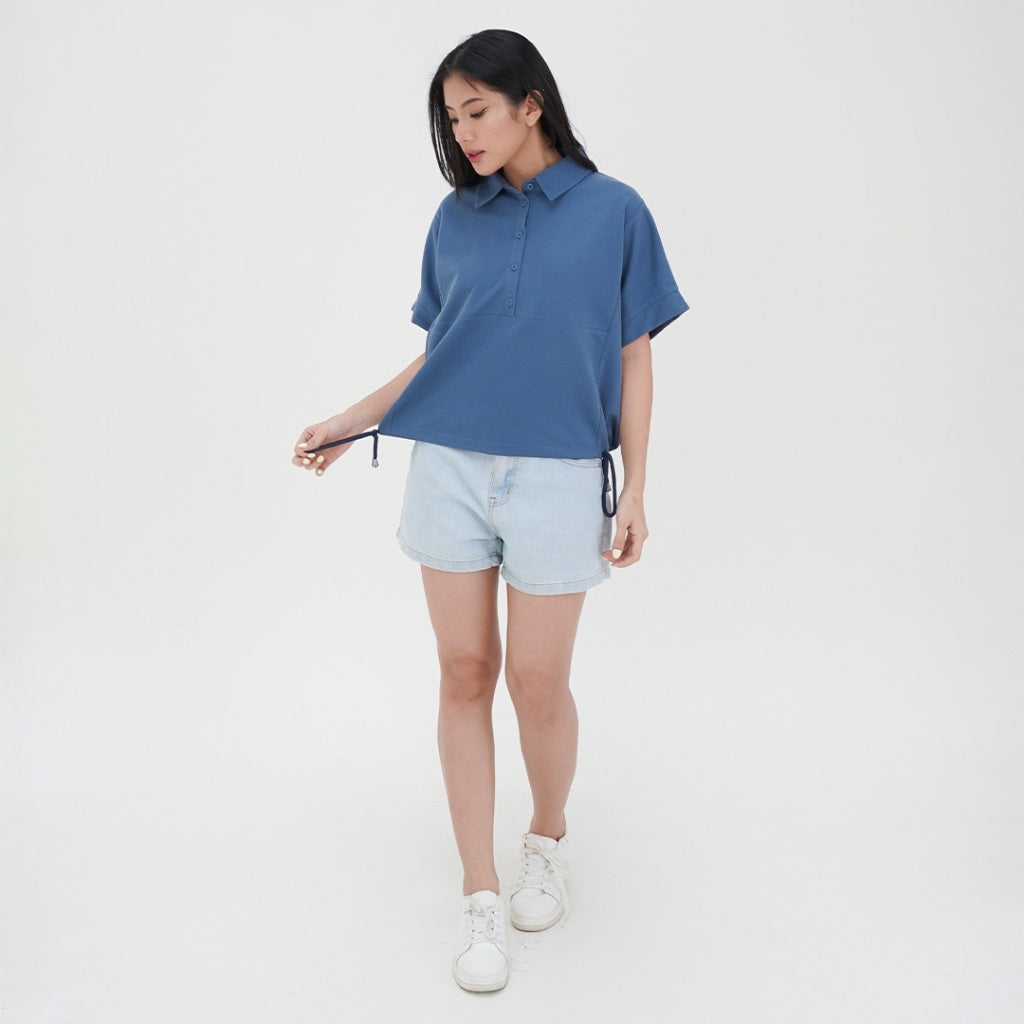 ZIANDGLO Mavis Drawstring Top | Atasan Berkerah dengan detail Tali Wanita - Danbowl