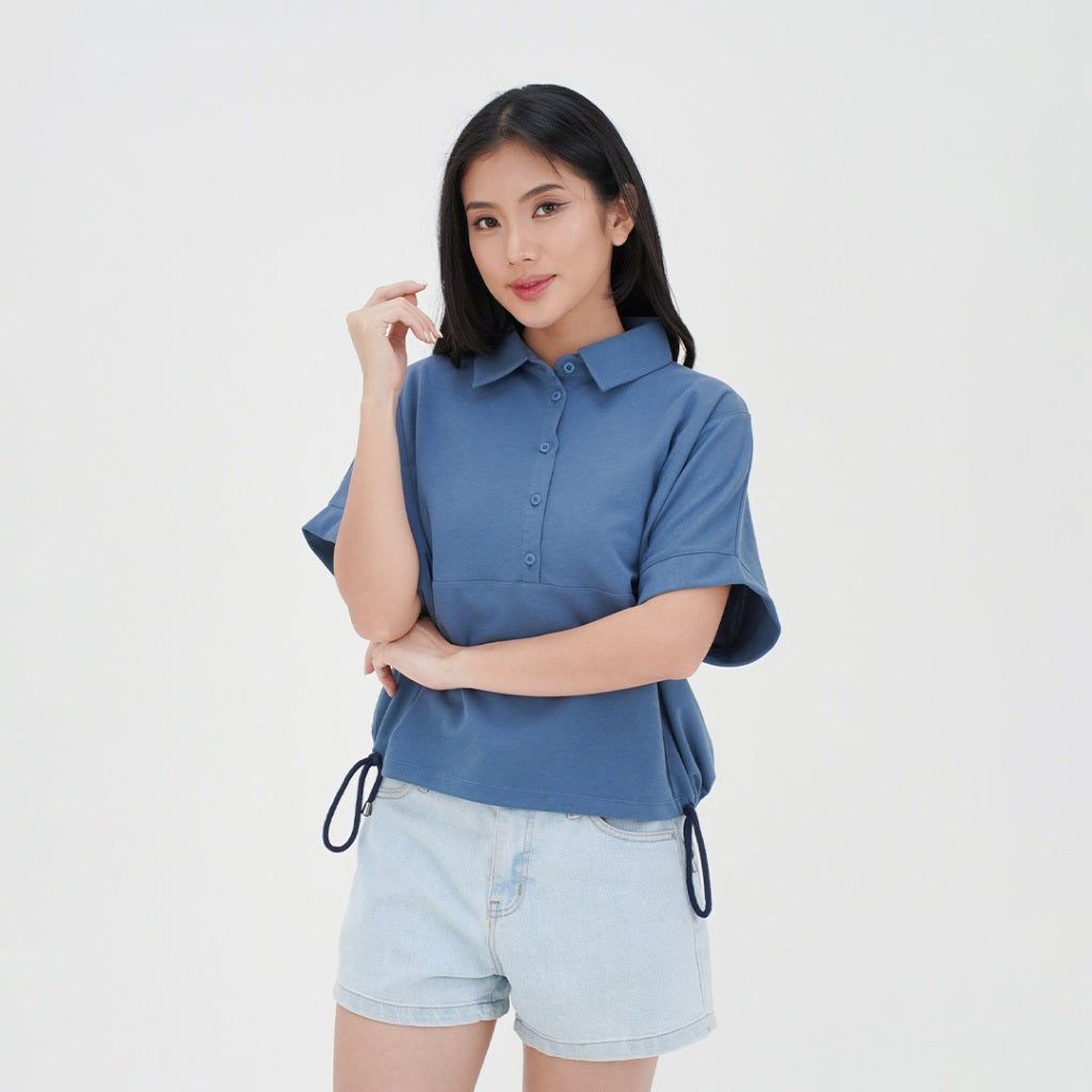 ZIANDGLO Mavis Drawstring Top | Atasan Berkerah dengan detail Tali Wanita - Danbowl