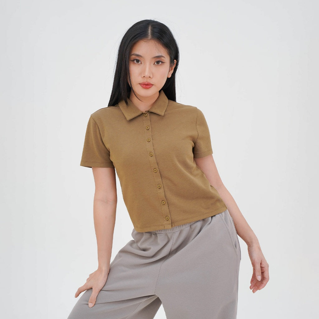 ZIANDGLO Arven Collared Button Top | Atasan Berkerah Wanita - Danbowl