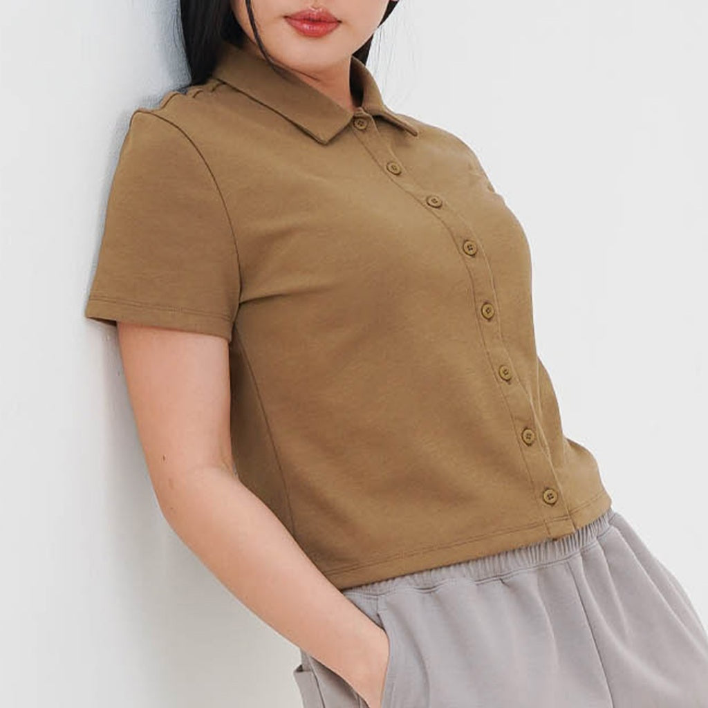 ZIANDGLO Arven Collared Button Top | Atasan Berkerah Wanita - Danbowl