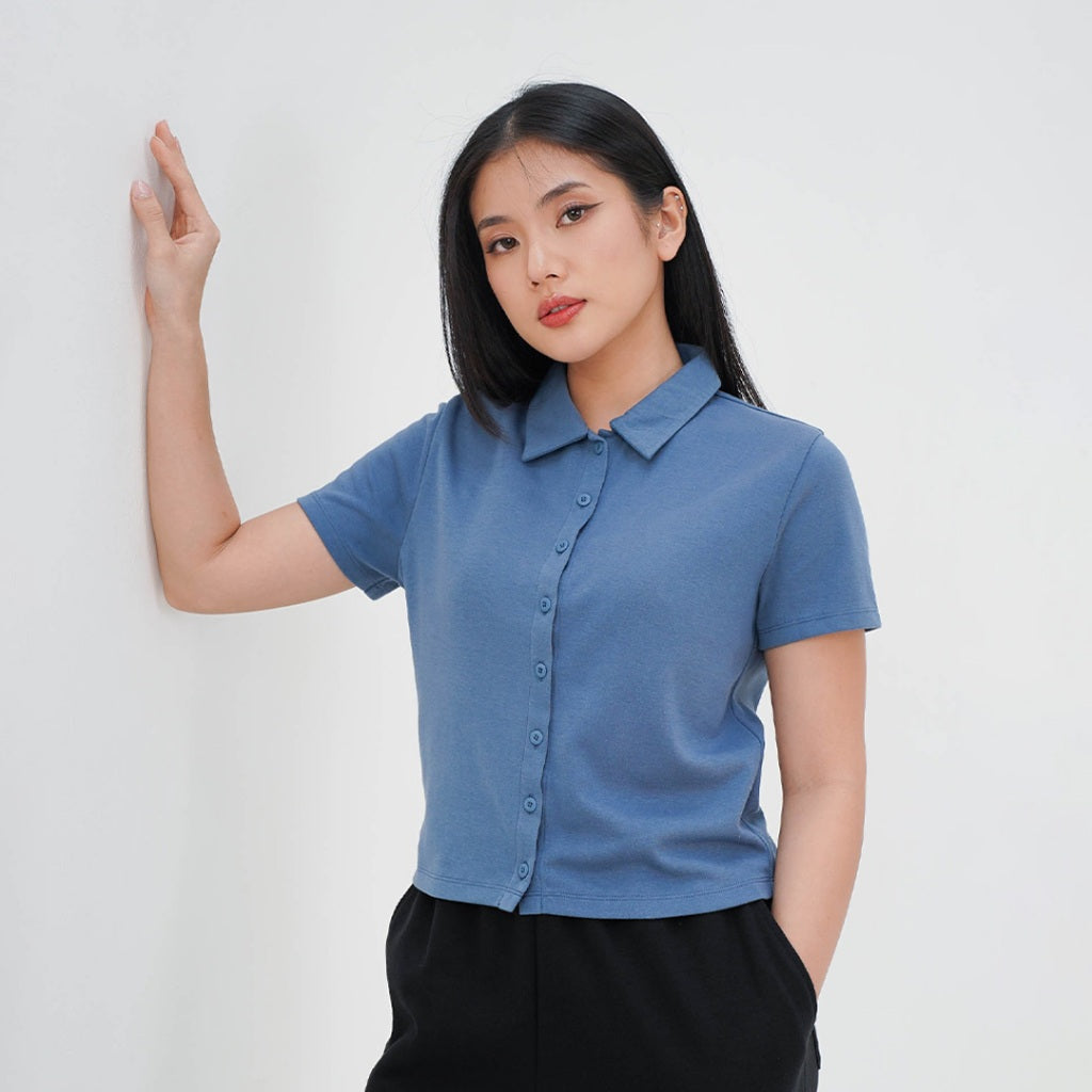ZIANDGLO Arven Collared Button Top | Atasan Berkerah Wanita - Danbowl