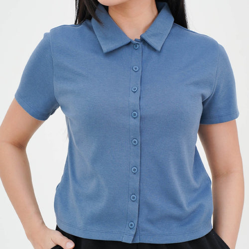 ZIANDGLO Arven Collared Button Top | Atasan Berkerah Wanita - Danbowl
