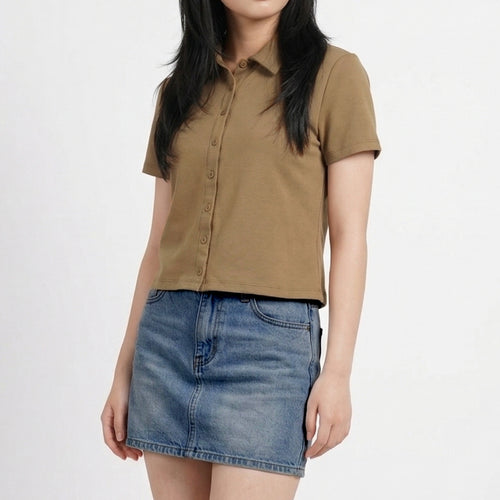 ZIANDGLO Arven Collared Button Top | Atasan Berkerah Wanita - Danbowl