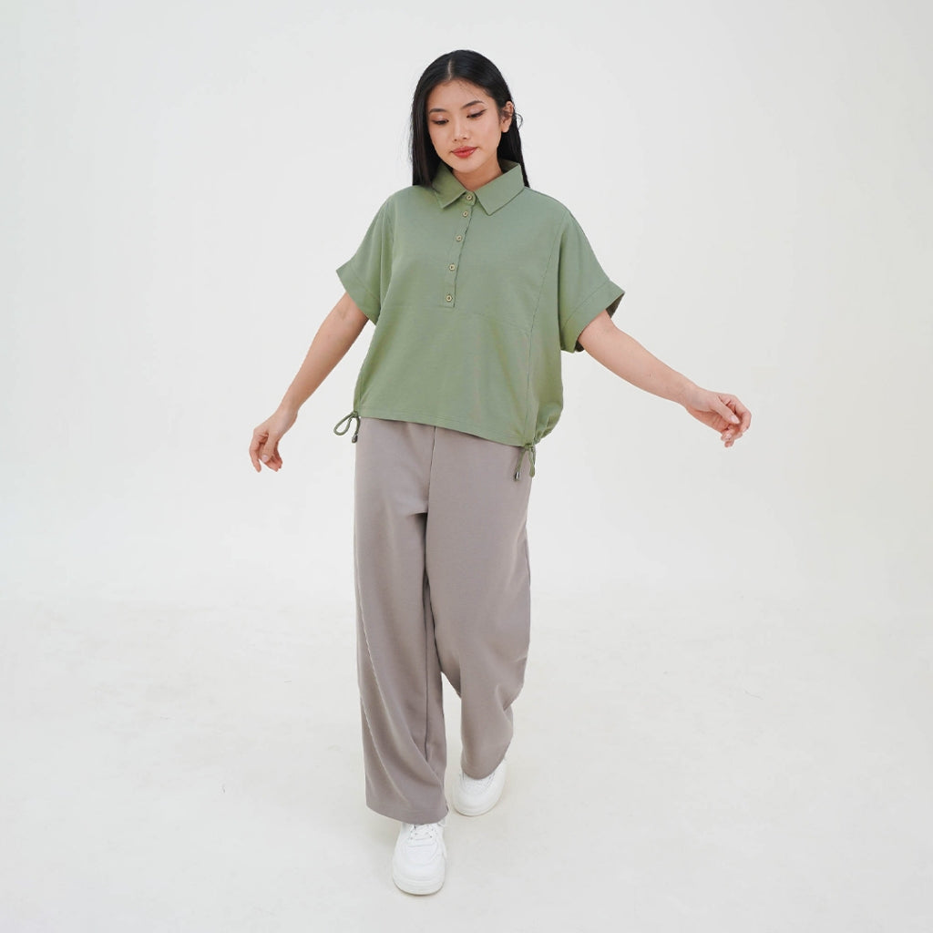 ZIANDGLO Mavis Drawstring Top | Atasan Berkerah dengan detail Tali Wanita - Danbowl