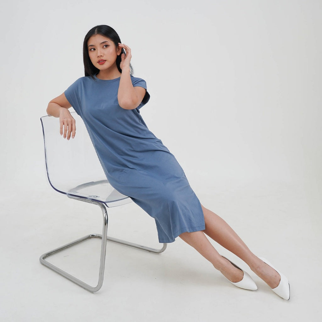 ZIANDGLO Maylen Midi Dress | Dress Midi Wanita - Cotton Combed