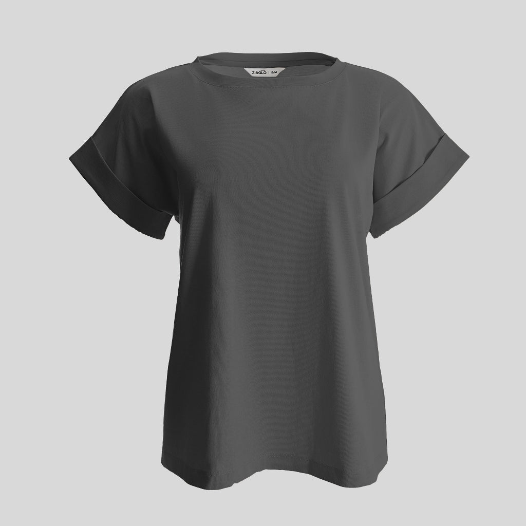 ZIANDGLO Elyn Rolled-up Sleeve T-shirt | Kaos Lengan Pendek Wanita - Cotton Combed