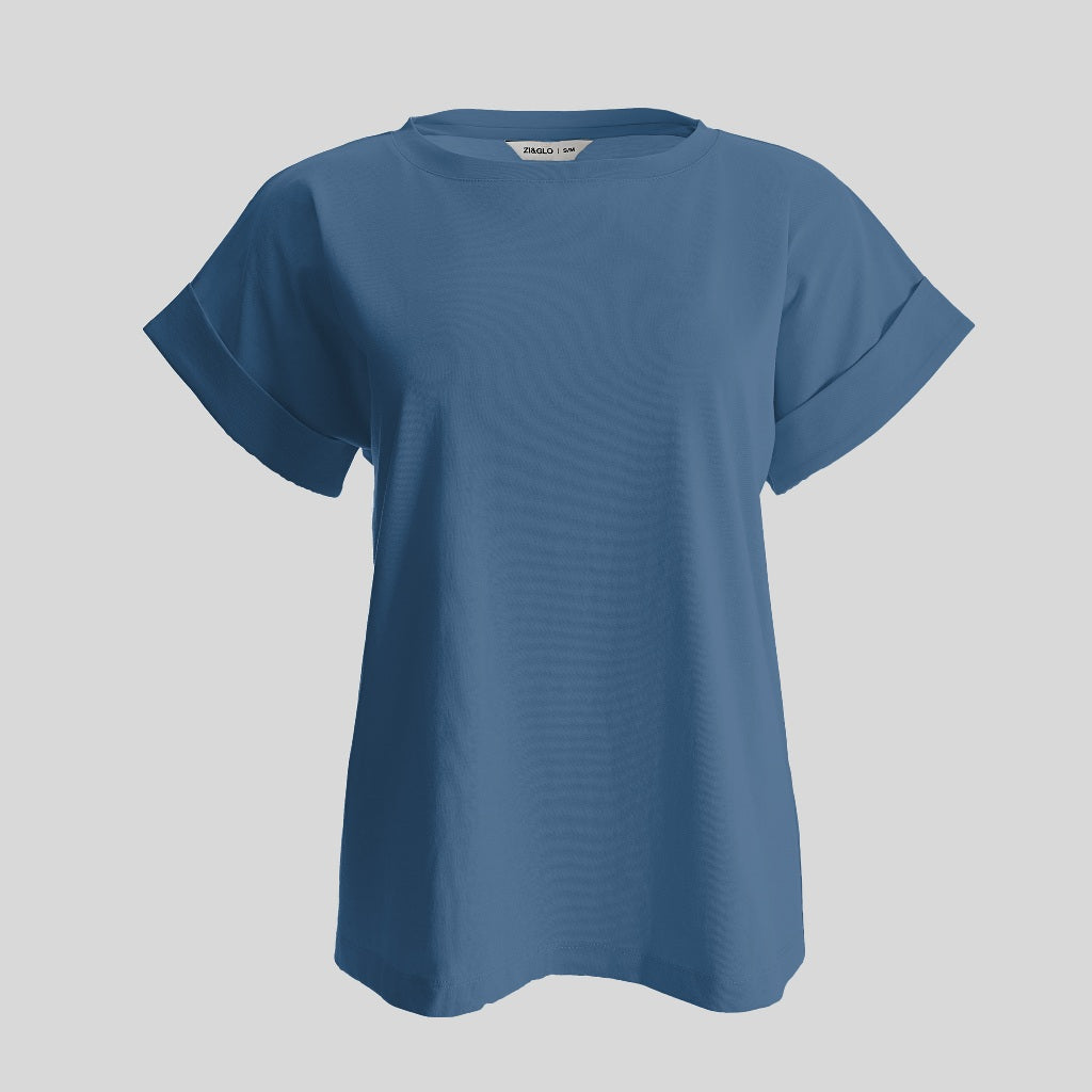 ZIANDGLO Elyn Rolled-up Sleeve T-shirt | Kaos Lengan Pendek Wanita - Cotton Combed
