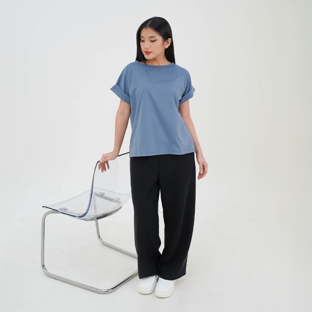 ZIANDGLO Elyn Rolled-up Sleeve T-shirt | Kaos Lengan Pendek Wanita - Cotton Combed