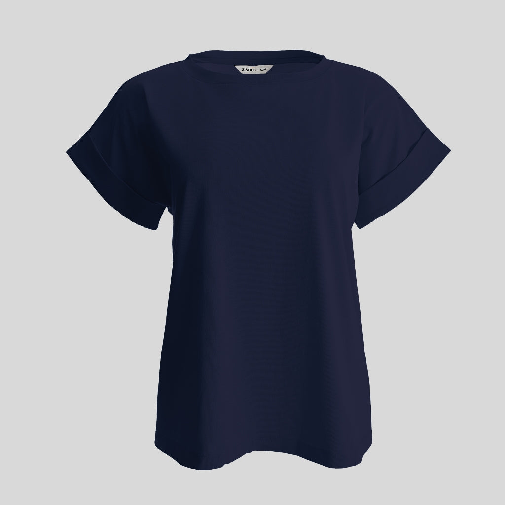 ZIANDGLO Elyn Rolled-up Sleeve T-shirt | Kaos Lengan Pendek Wanita - Cotton Combed