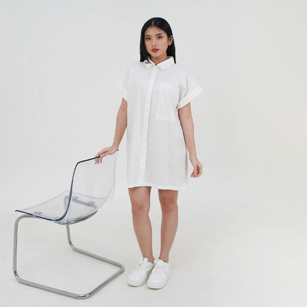 ZIANDGLO Joelle Shirt | Kemeja Tunik Lengan Pendek Wanita - Cotton Poplin