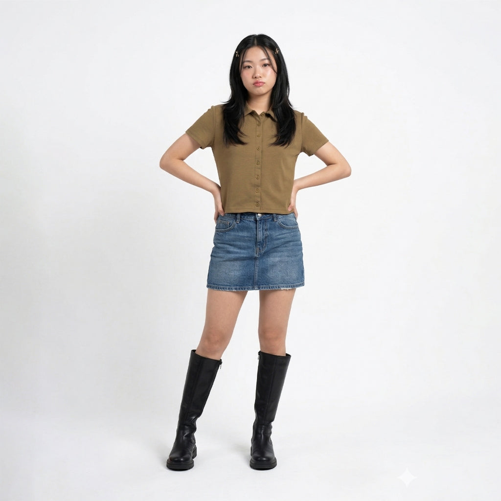 ZIANDGLO Arven Collared Button Top | Atasan Berkerah Wanita - Danbowl