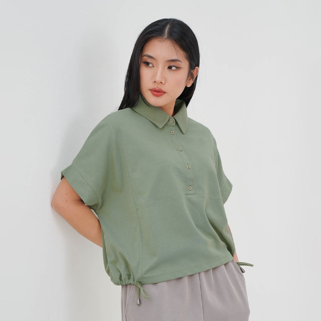 ZIANDGLO Mavis Drawstring Top | Atasan Berkerah dengan detail Tali Wanita - Danbowl