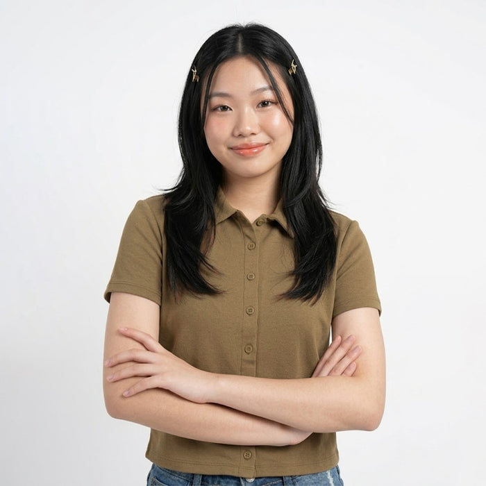 ZIANDGLO Arven Collared Button Top | Atasan Berkerah Wanita - Danbowl