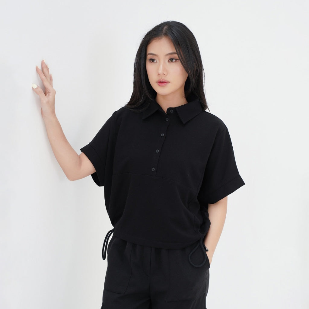 ZIANDGLO Mavis Drawstring Top | Atasan Berkerah dengan detail Tali Wanita - Danbowl